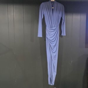 Long sleeved worn once deep v high slit midi dress